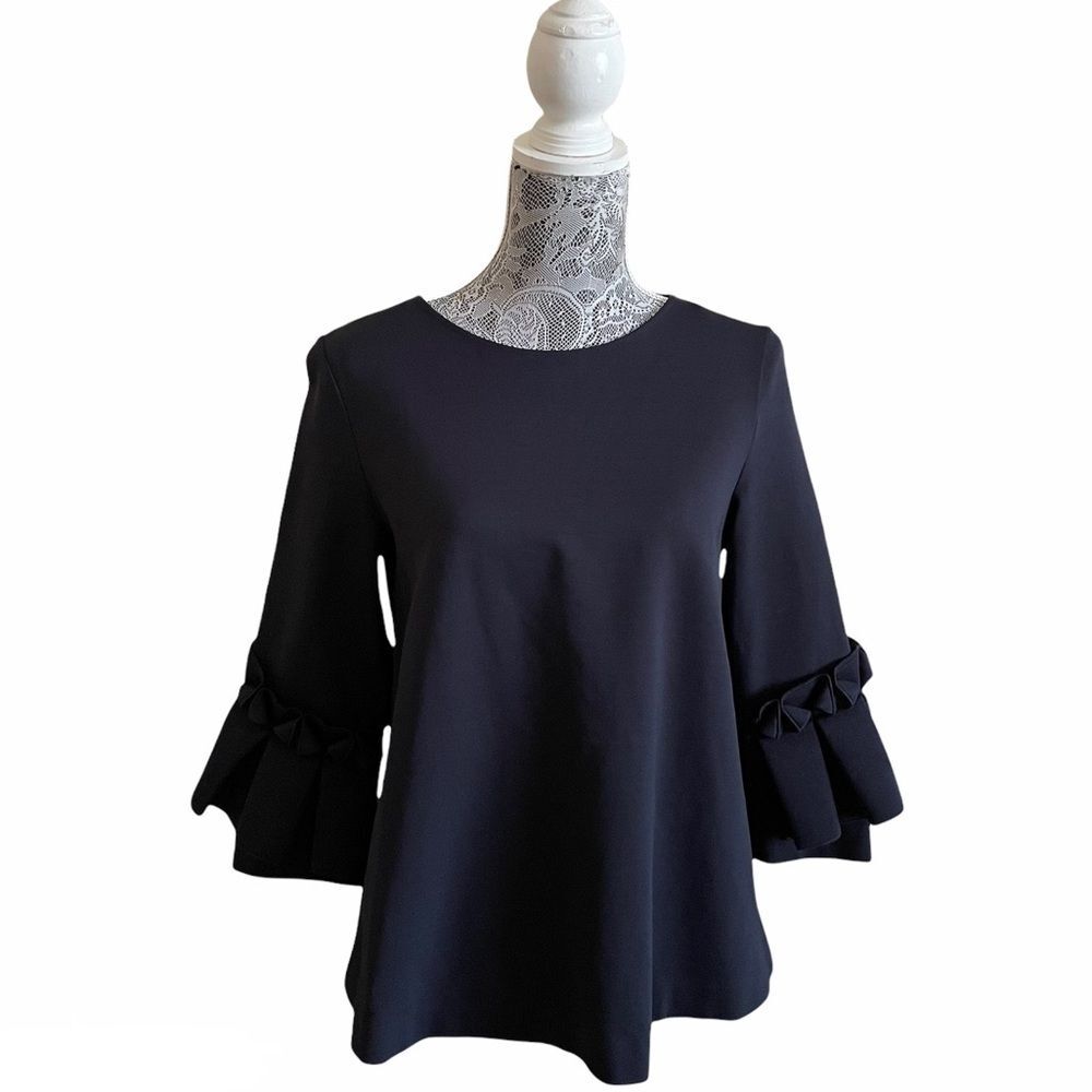 Cos Frill Sleeve Swing Blouse Navy Blue Size Small